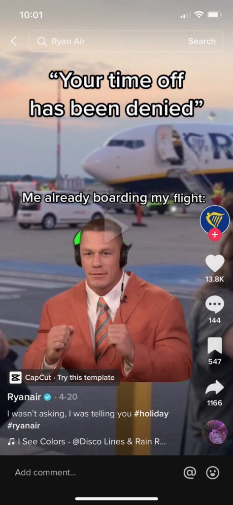 RyanAir TikTok 2